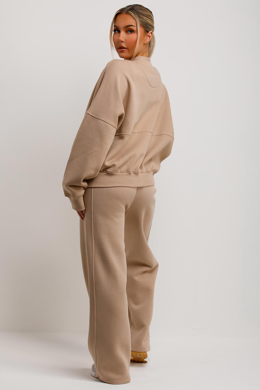 bomber sweatshirt with zip and joggers tracksuit set womens