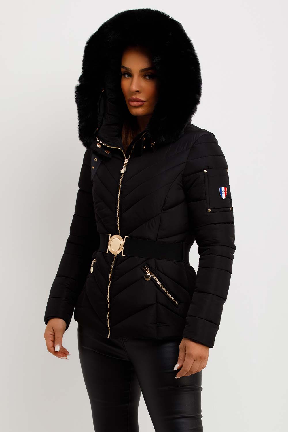 puffer coat with fur hood