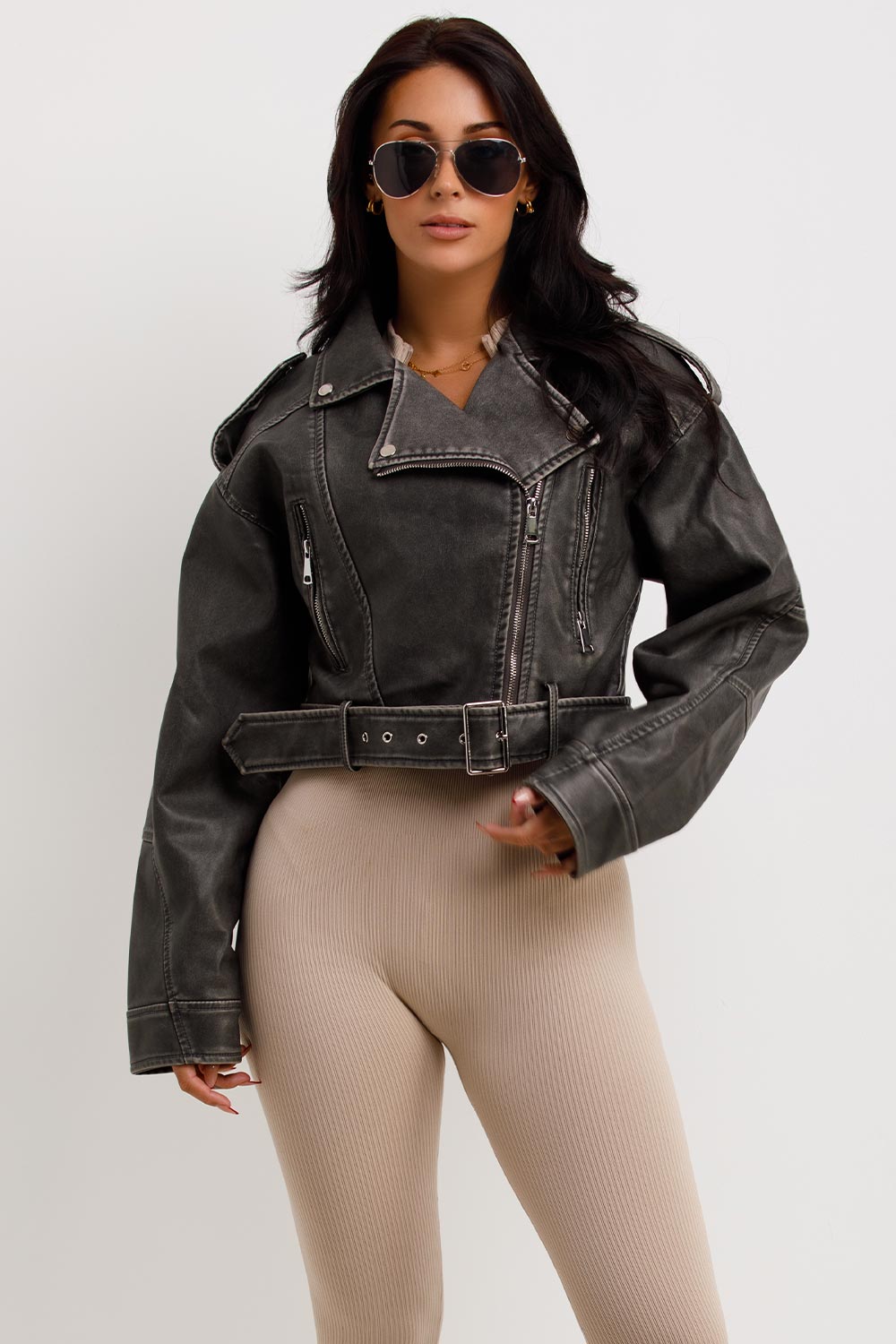 zara womens faux leather jacket with lapel collars