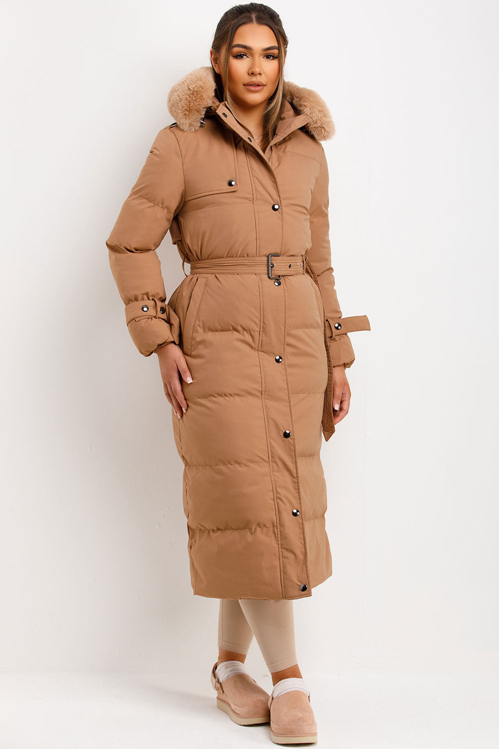 longline puffer coat with fur hood womens uk
