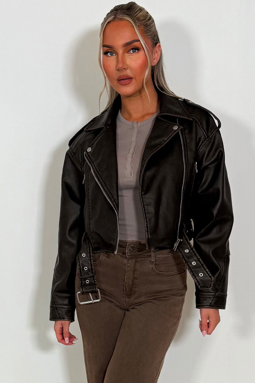 womens faux leather short jacket zara uk