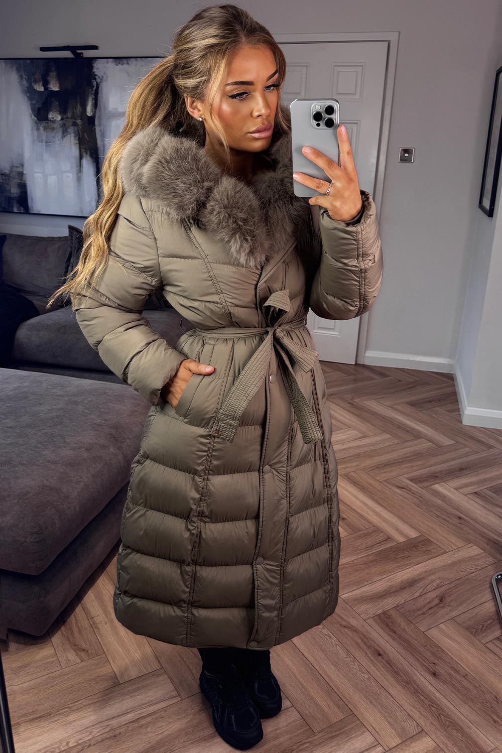 womens faux fur hooded padded puffer coat for winter styledup uk