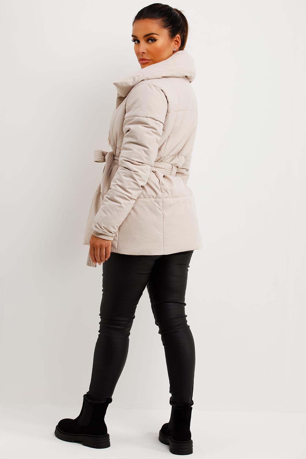 womens duvet jacket beige