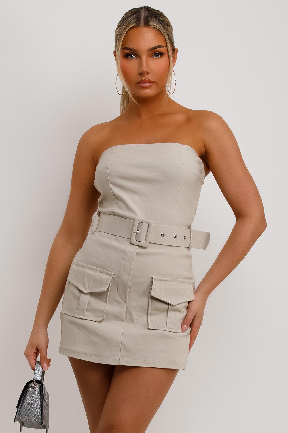 womens belge cargo playsuit with belt going out summer holiday occasion outfit