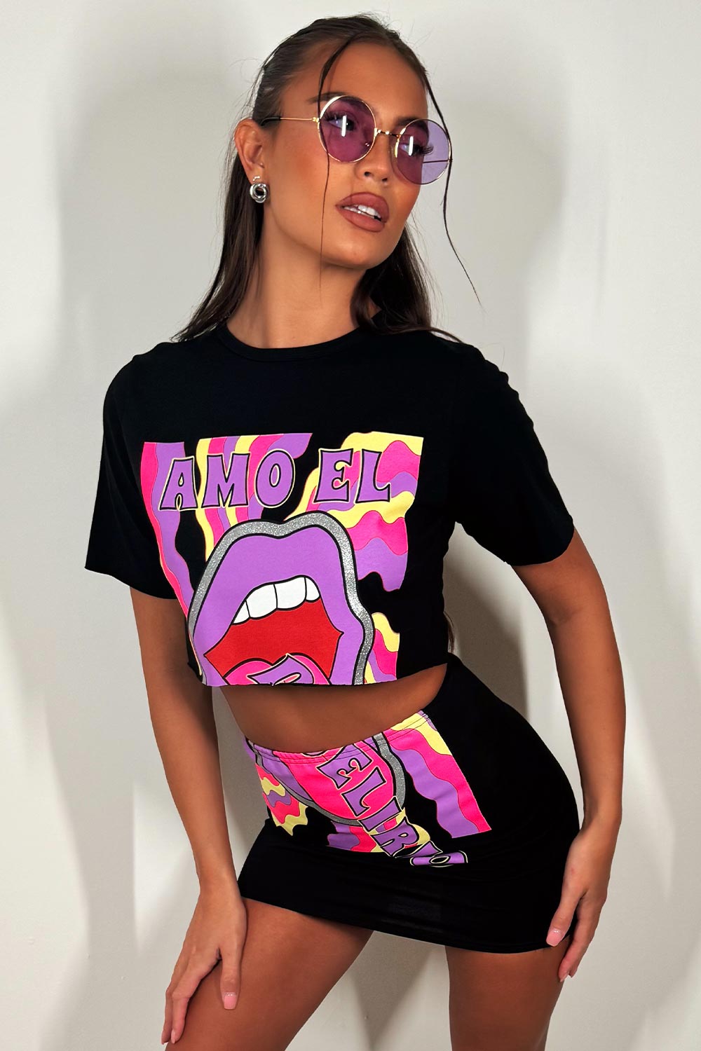 crop top and mini bodycon skirt two piece set going out festival outfit