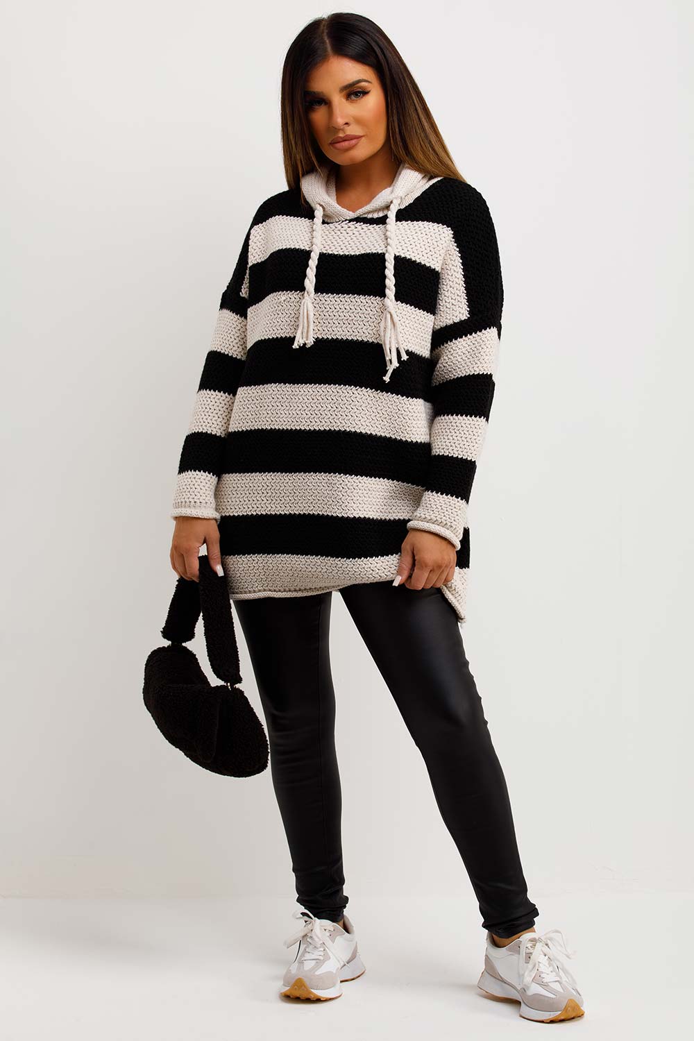 chunky knit hooded jumper womens