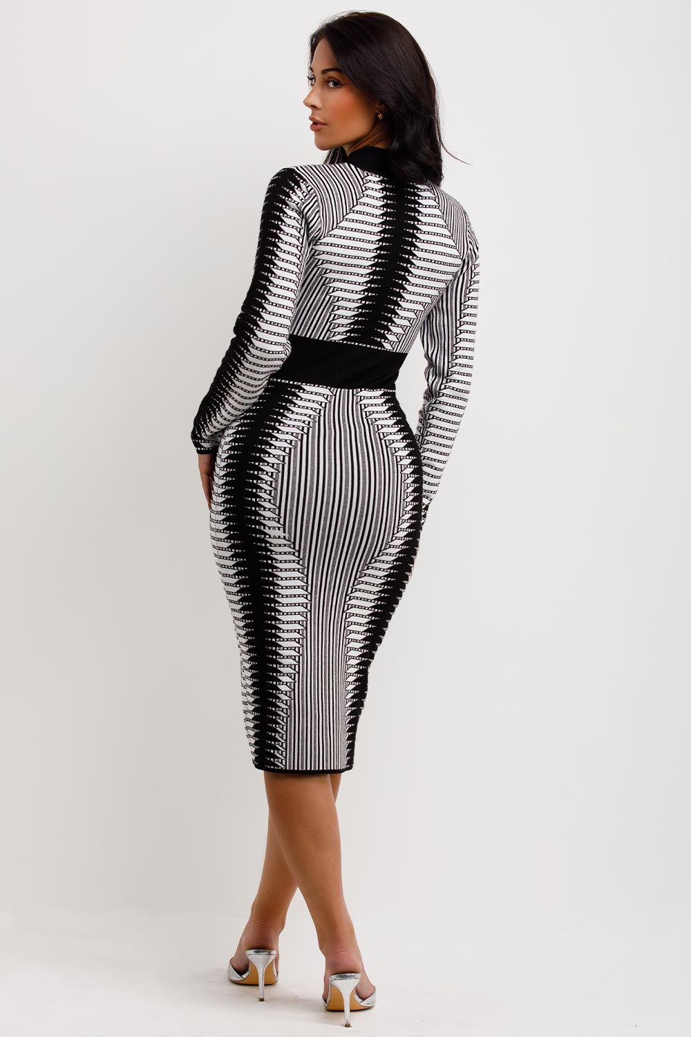 long sleeve rib knit midi dress christmas party outfit
