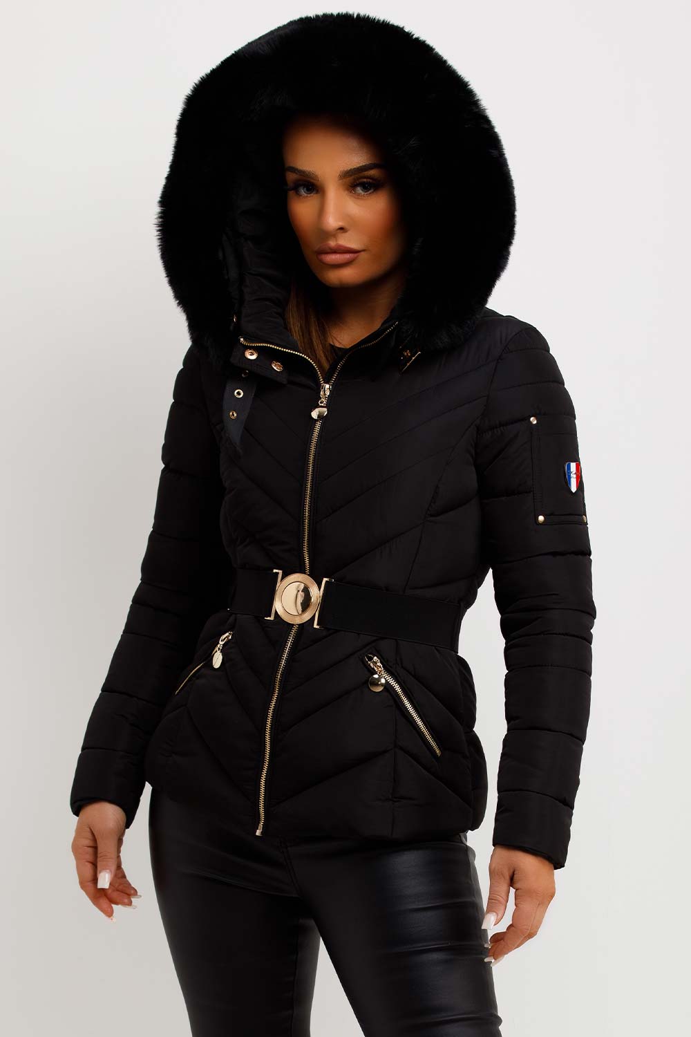 puffer coat with fur hood