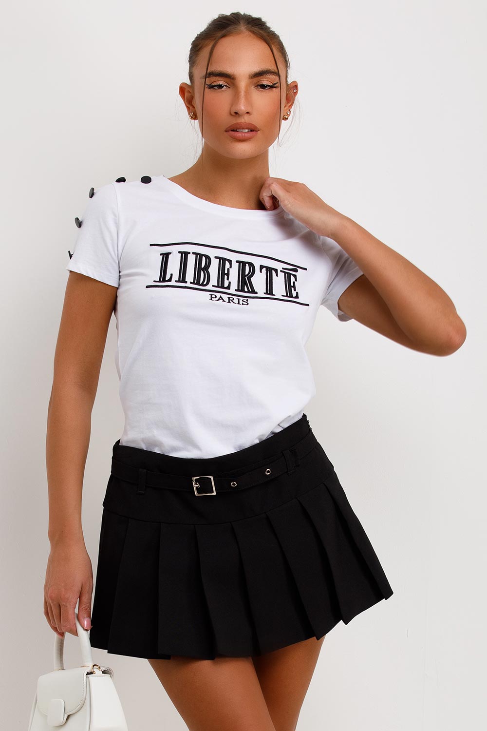 black pleated skort tennis skirt