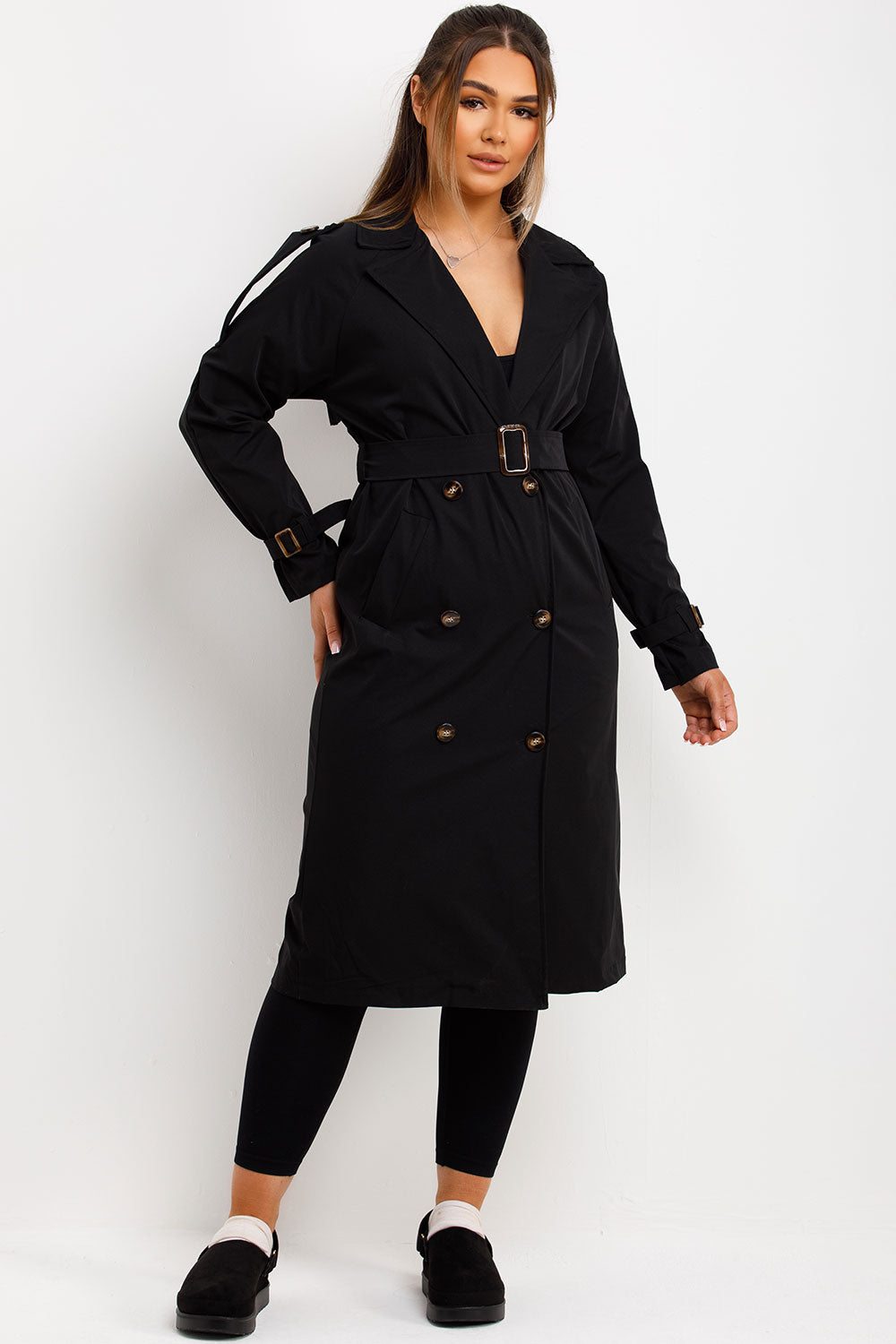 trench coat with belt for womens