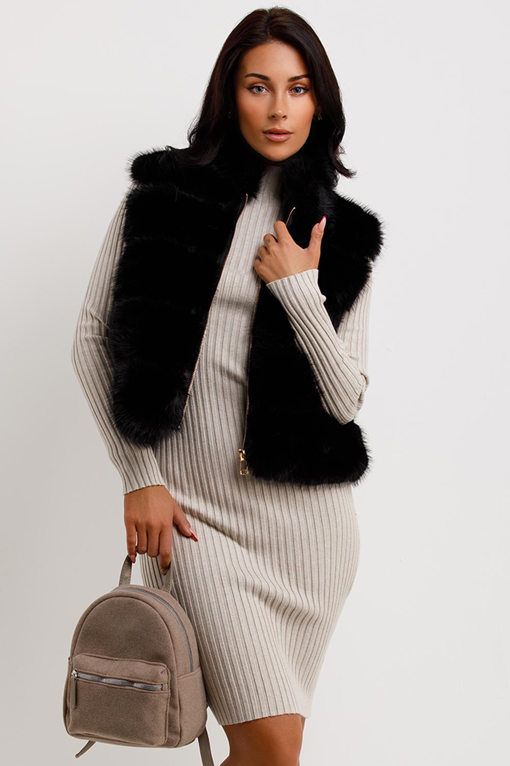 womens fur gilet sleeveless jacket