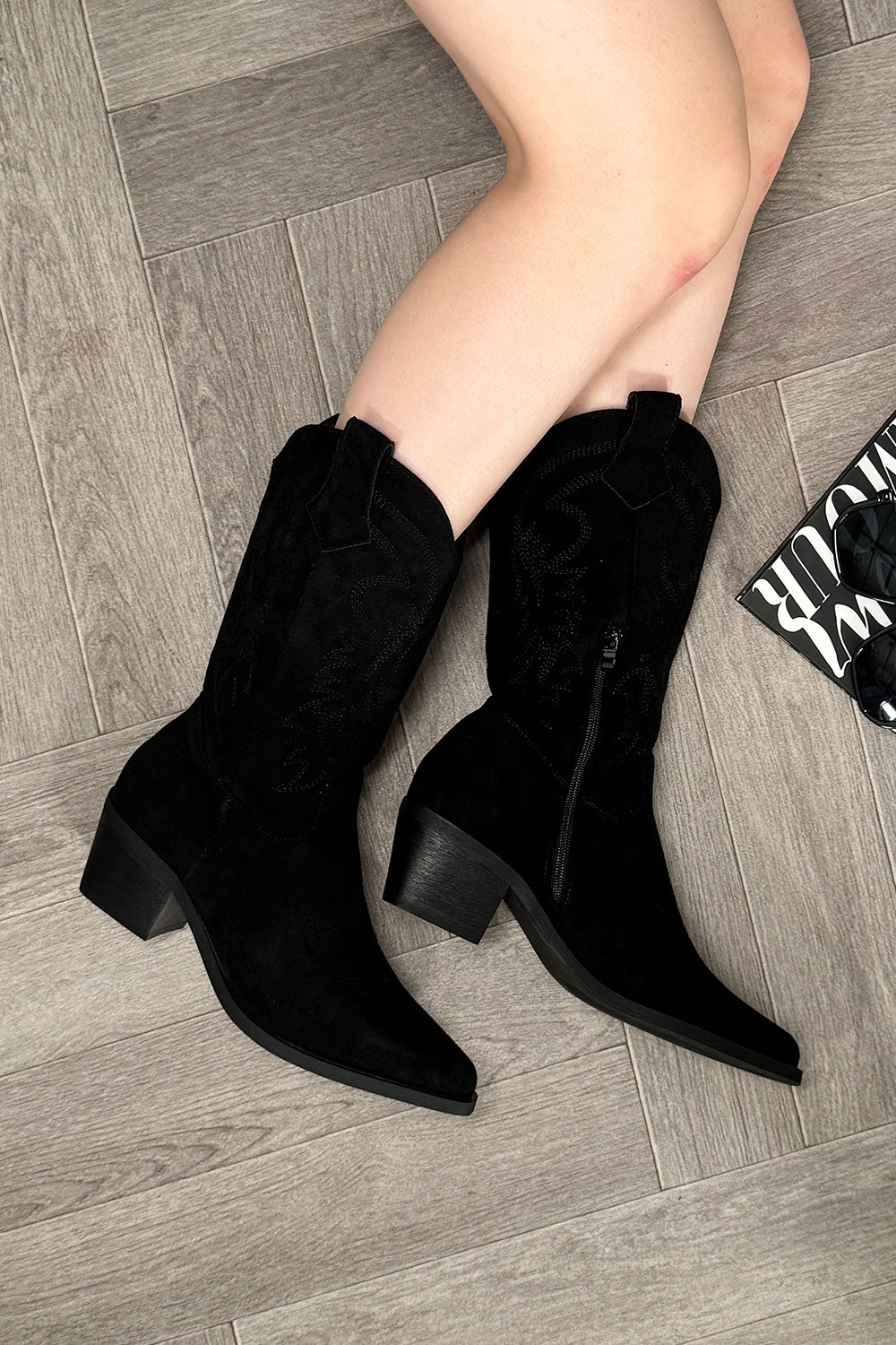 womens cowboy western boots calf length with embroidery detail sale