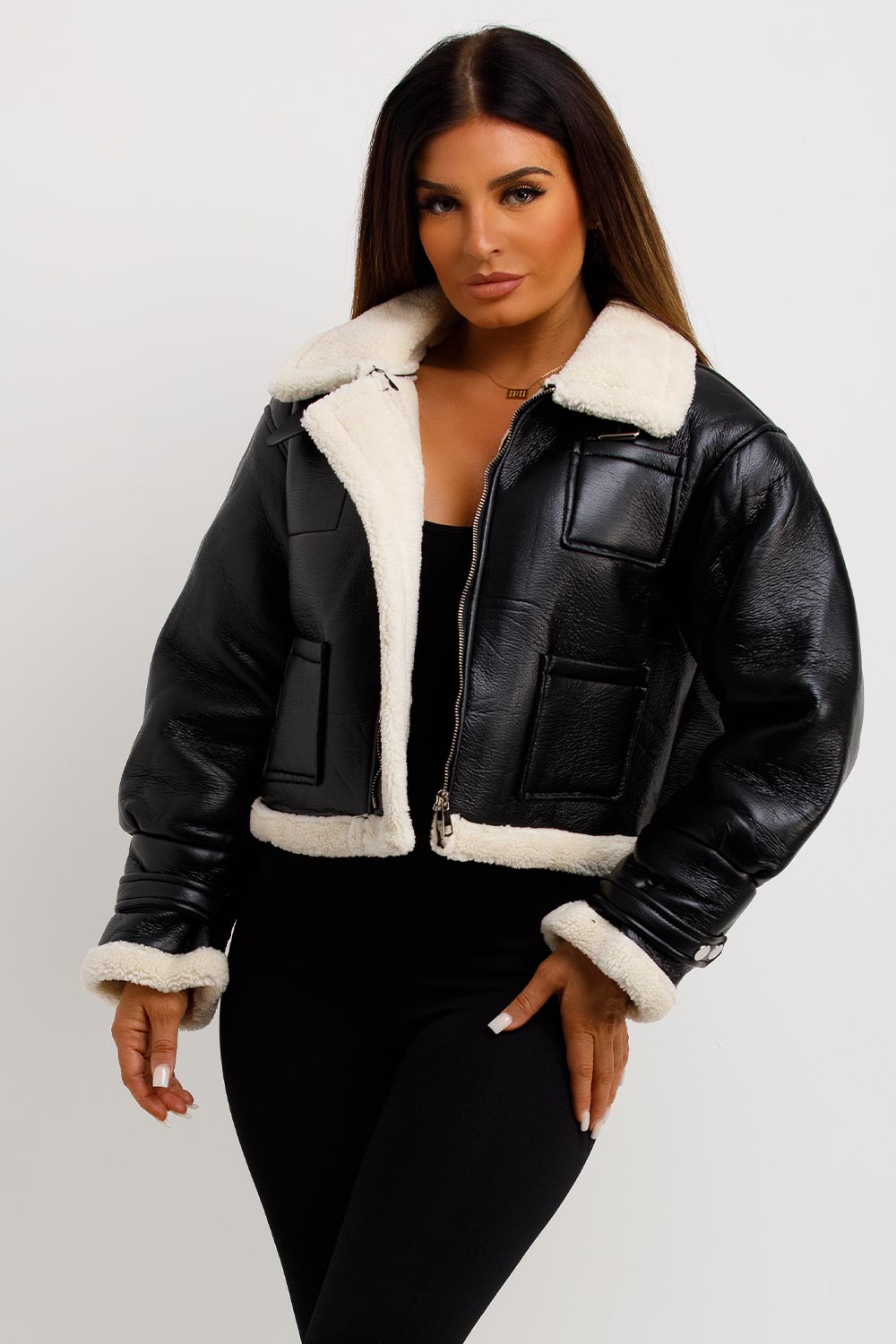 womens crop aviator jacket zara womens