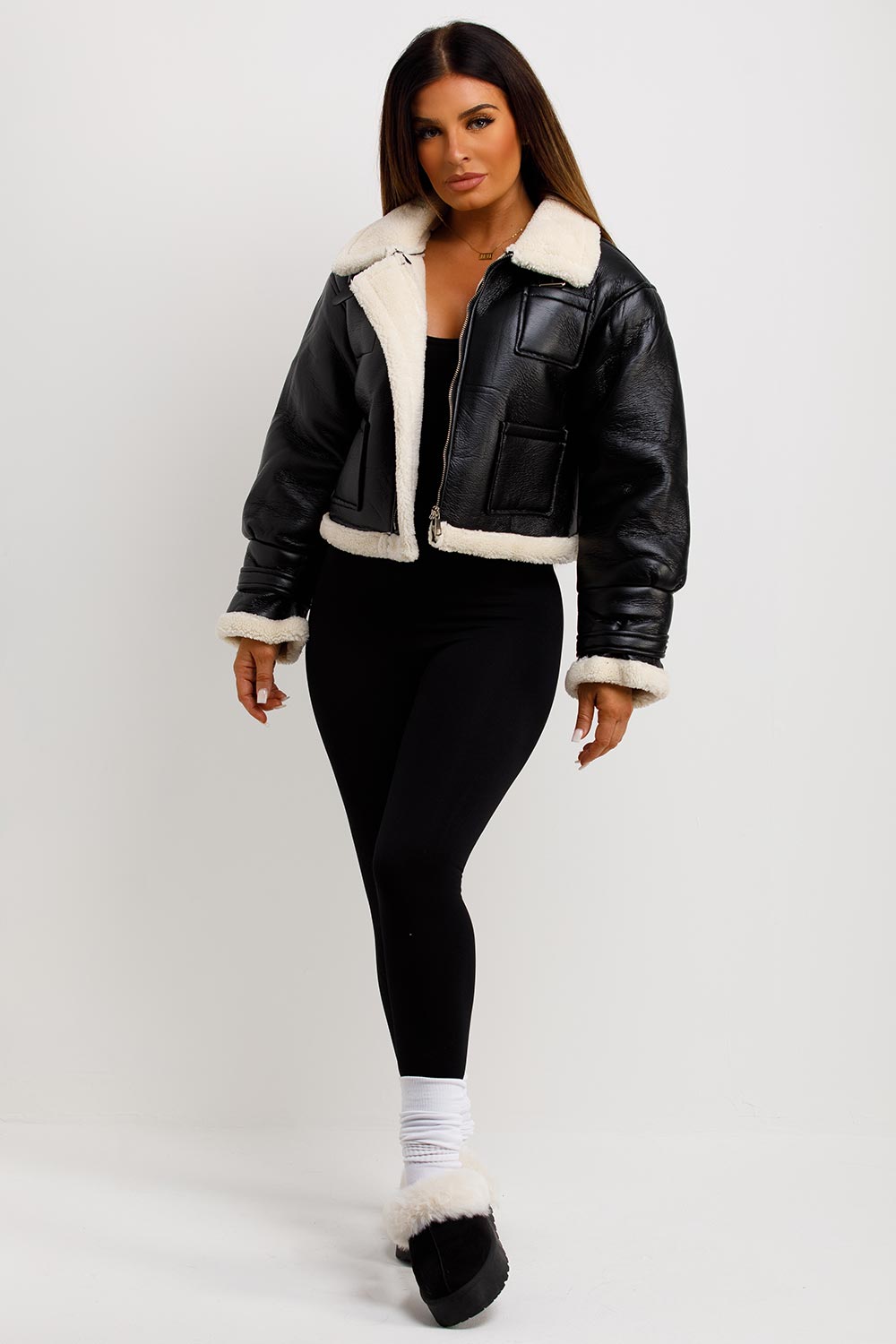 crop aviator jacket womens