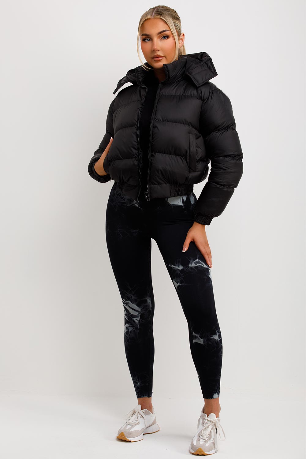 womens padded puffer jacket with hood sale uk
