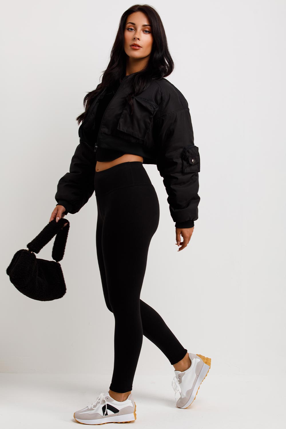 womens crop bomber jacket