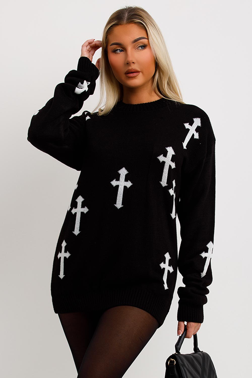 womens knitted jumper dress long sleeves