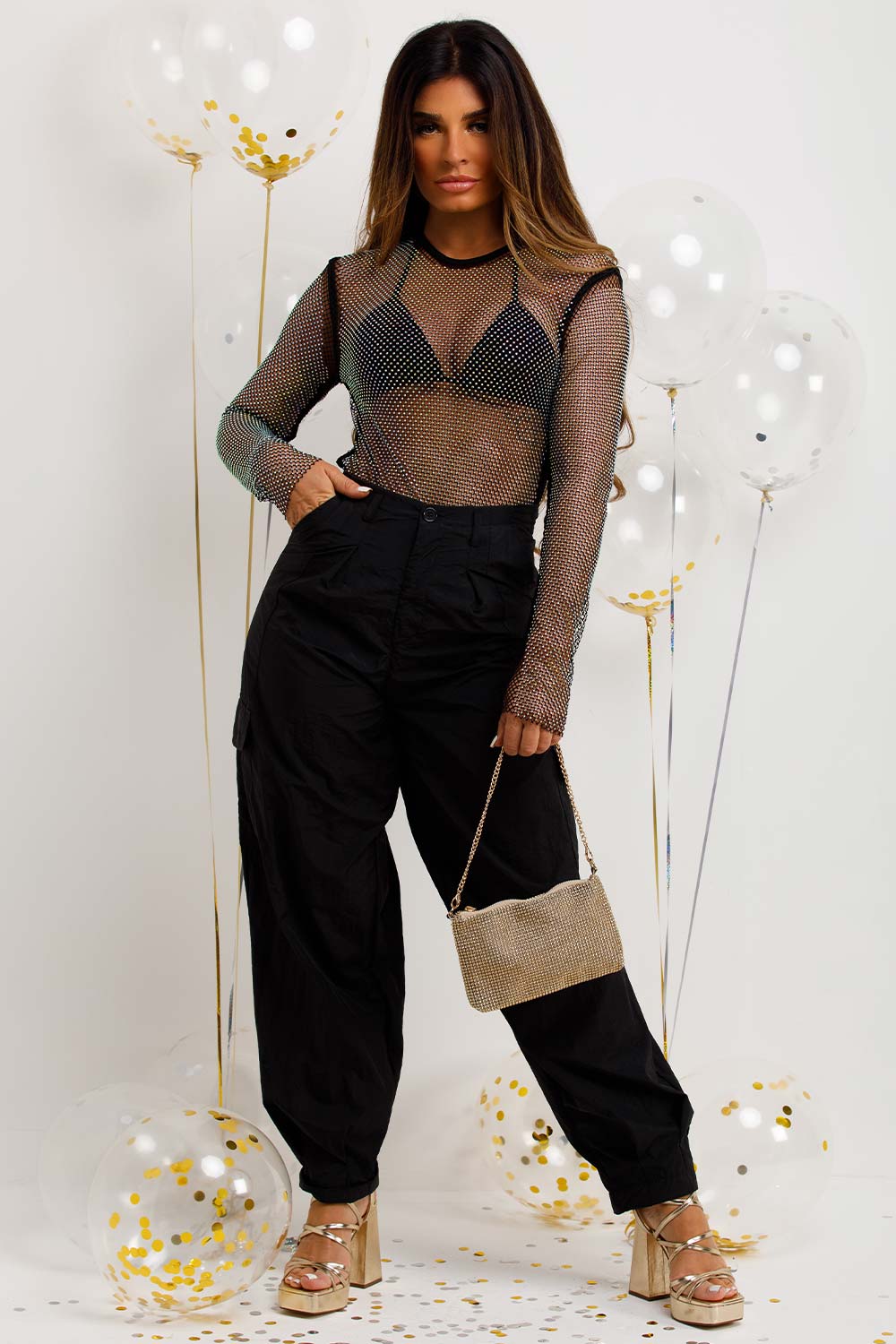 diamante rhinestone bodysuit top going out christmas party outfit