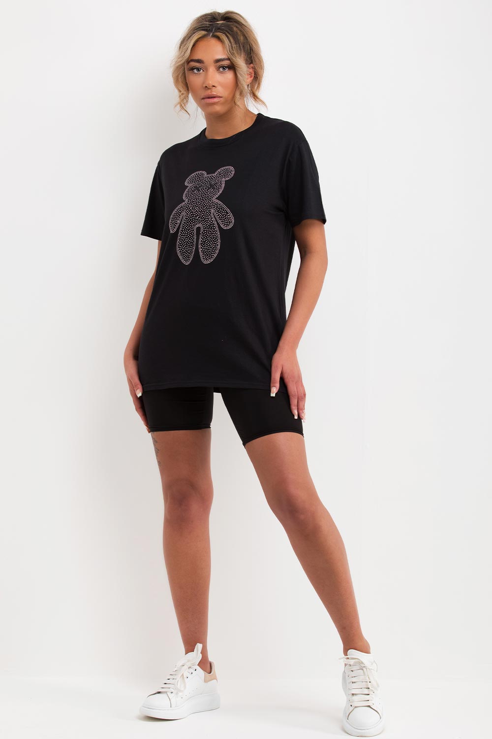 womens diamante rhinestone teddy bear t shirt