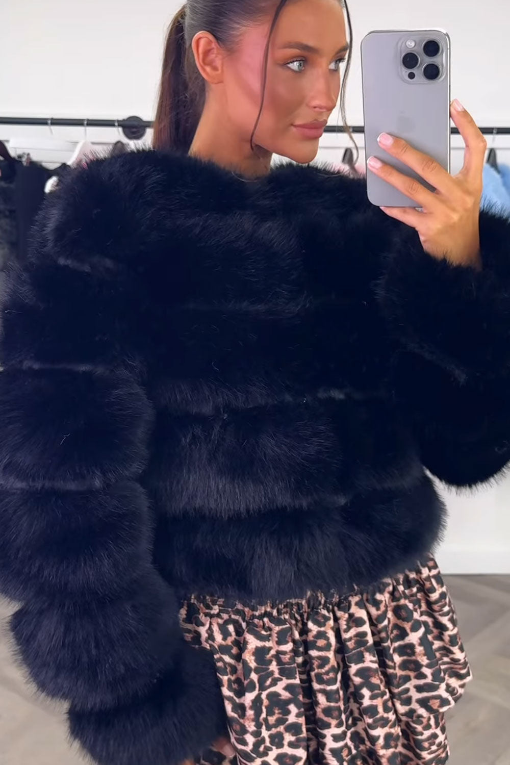 womens black faux fur coat styledup