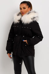 womens real fur hood coat uk