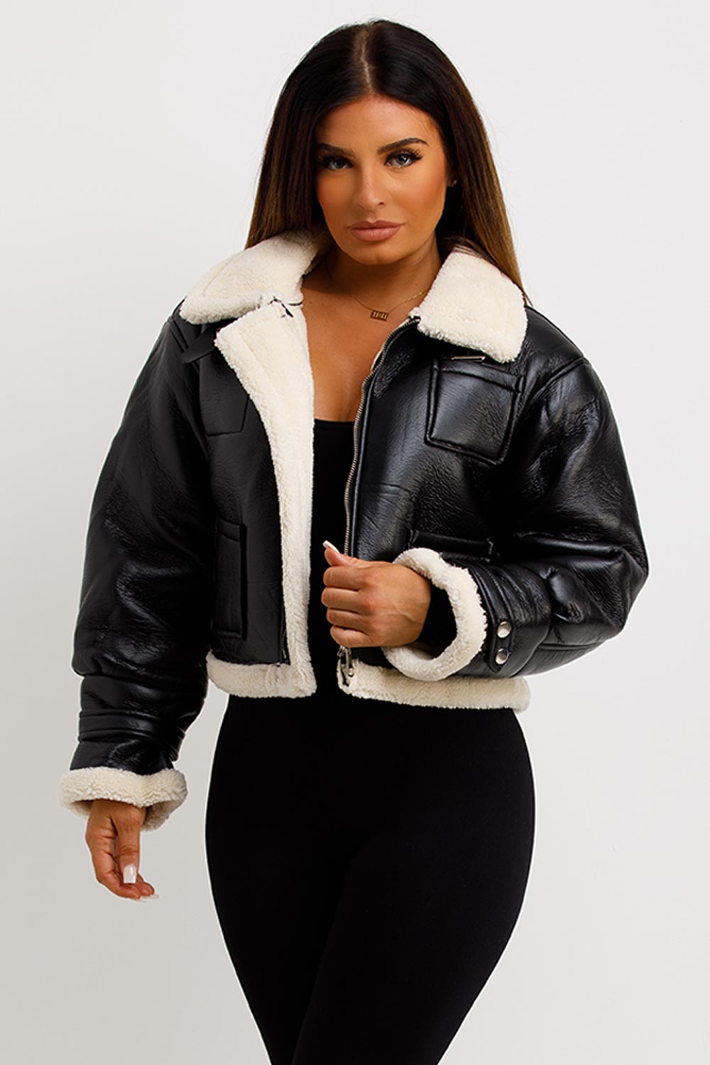 zara womens crop aviator jacket uk