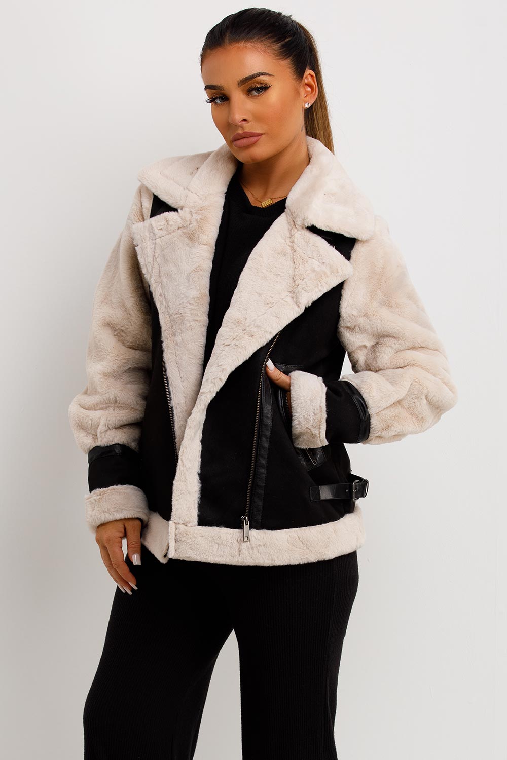 womens zara aviator jacket
