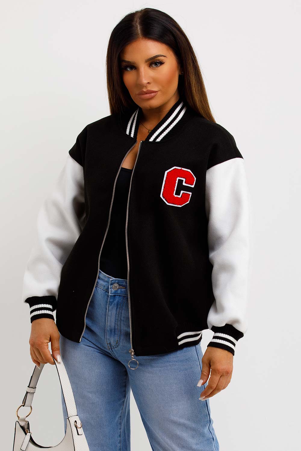 womens bomber varsity jacket