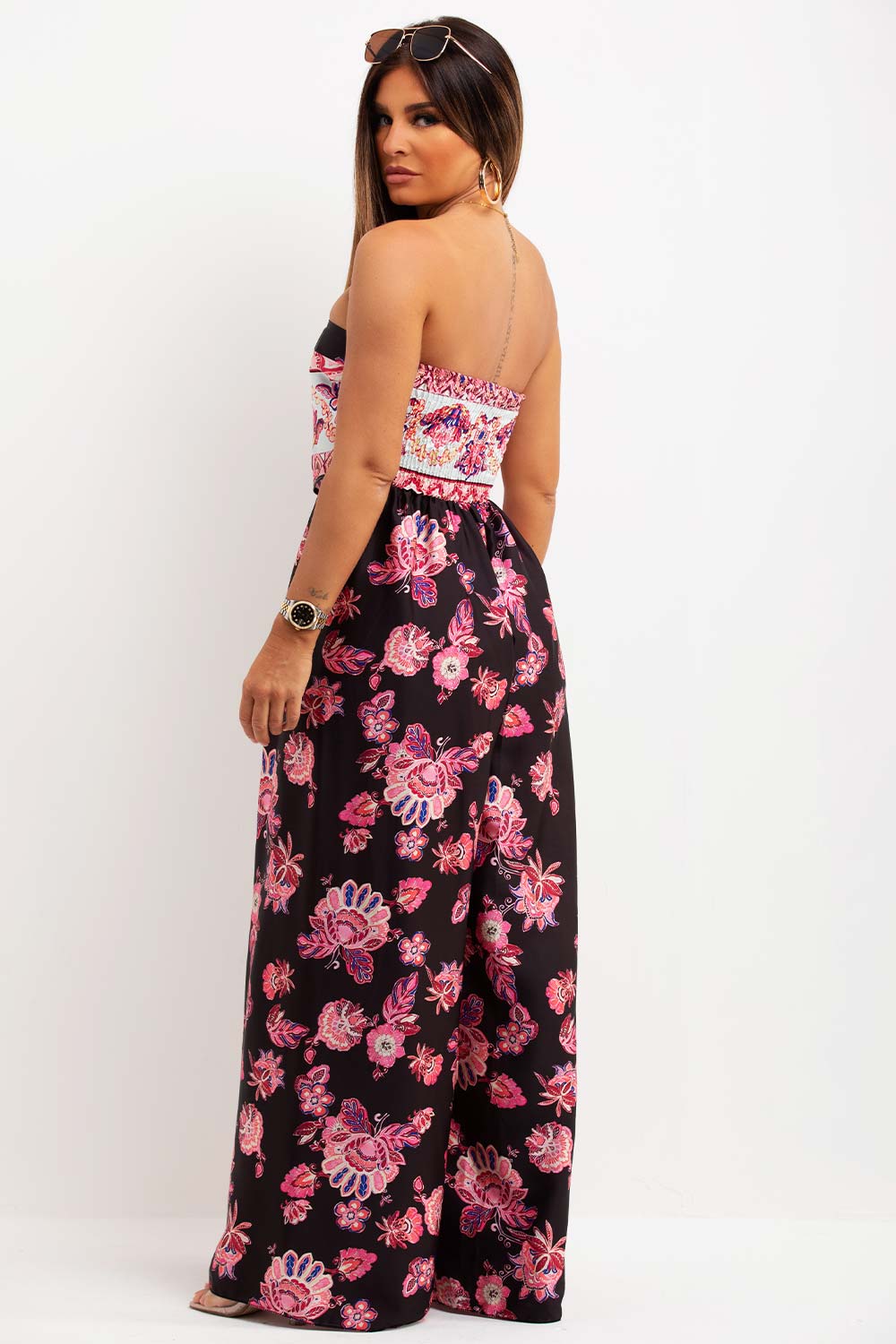 wide leg satin boobtube jumpsuit