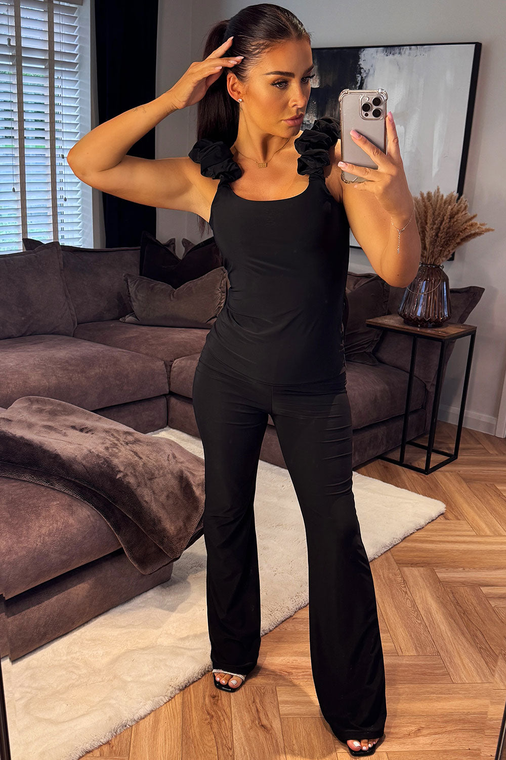 flare trousers and top two piece co ord set going out occasion matching outfit