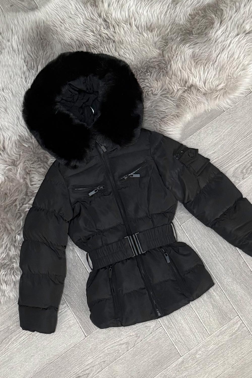 mini me outfits black coat with belt