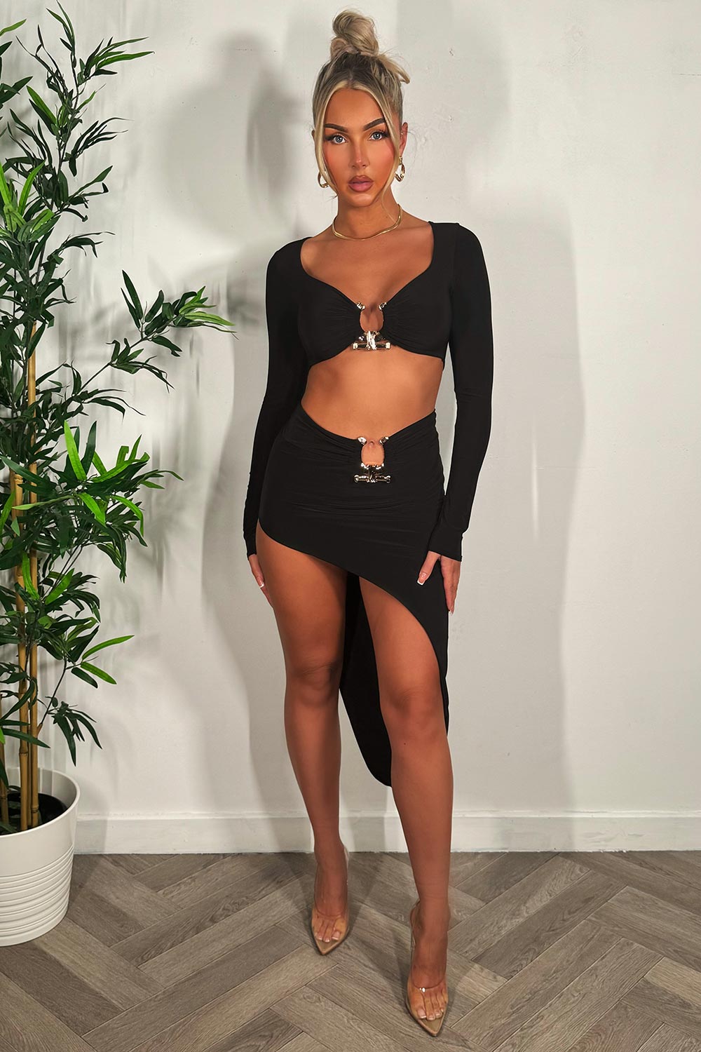 skirt and top co ord with gold buckle going out summer holiday festival rave outfit