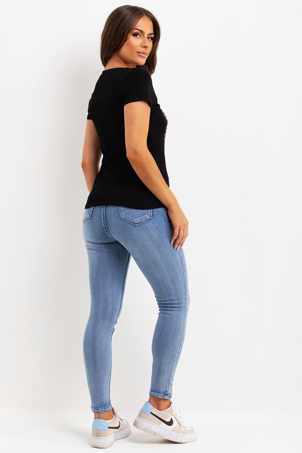 gold sequin embellishment chic paris t shirt