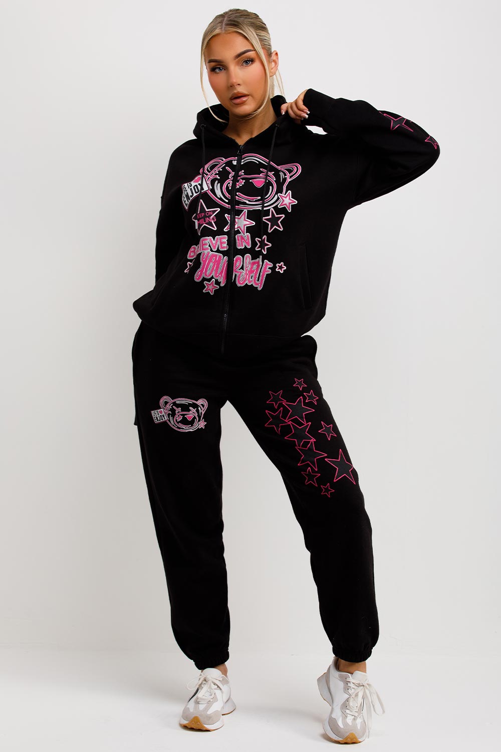 womens tracksuit with zip hoodie and joggers set