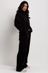 womens black sweatshirt and joggers tracksuit lounges set airport outfit