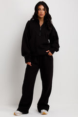 womens black loungewear set airport outfit