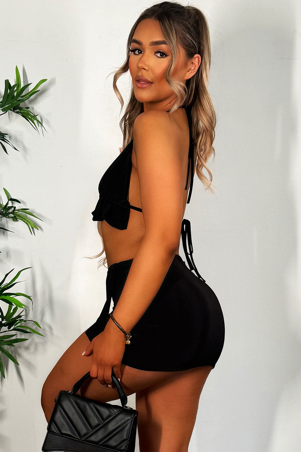 frill edge bikini and mini skirt two piece set festival summer holiday going out outfit