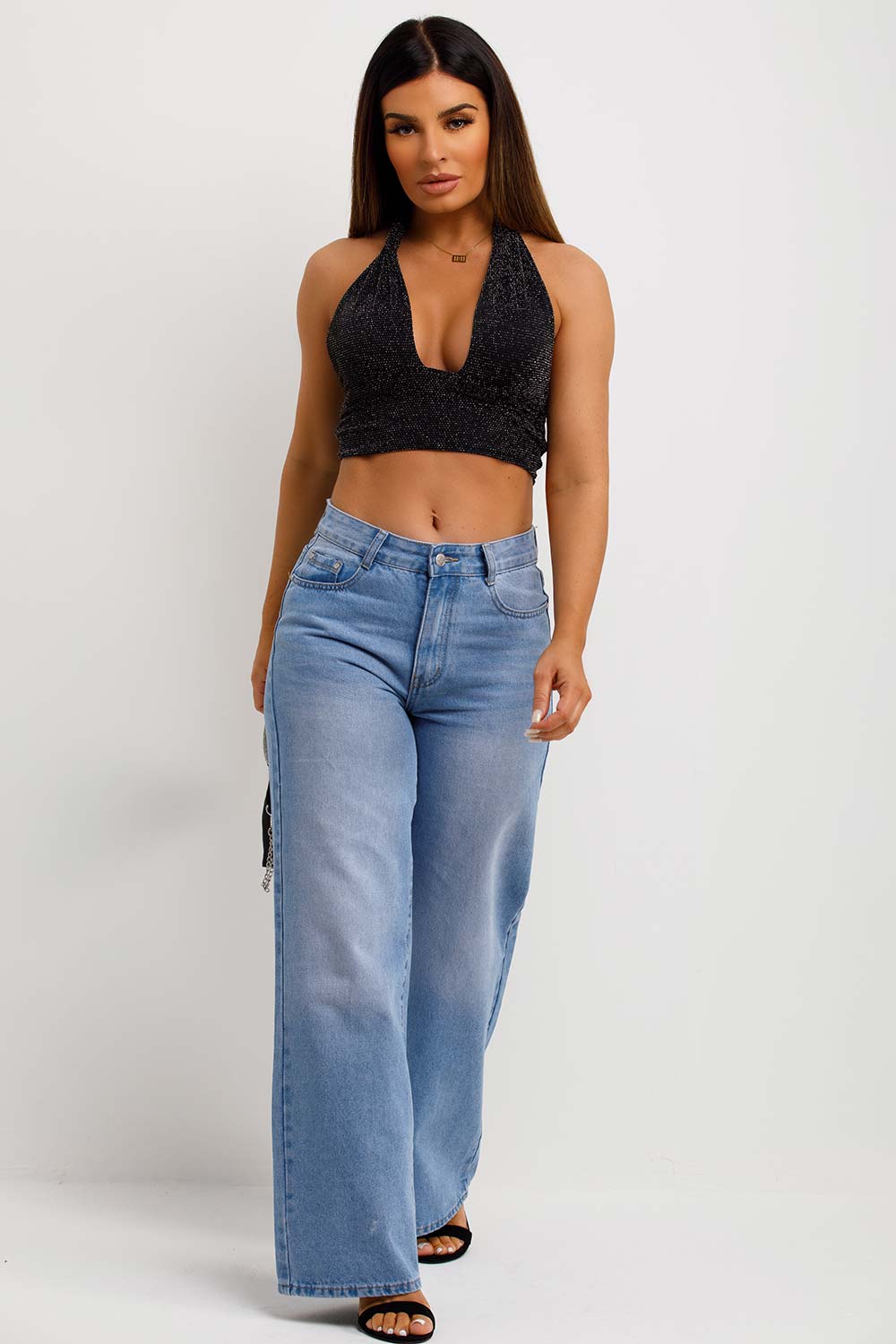 womens festival rave going out sparkly crop top