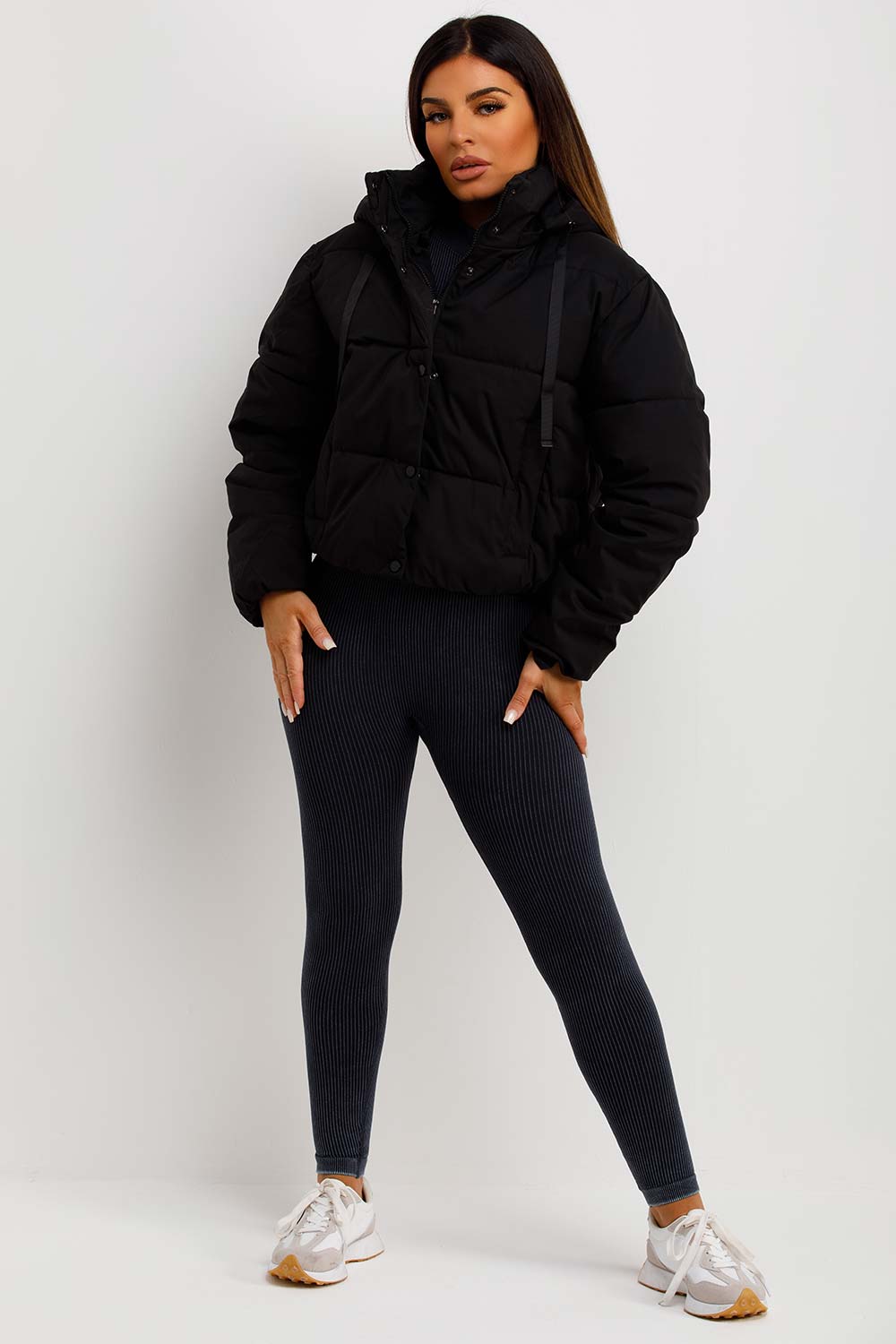 womens black puffer padded jacket
