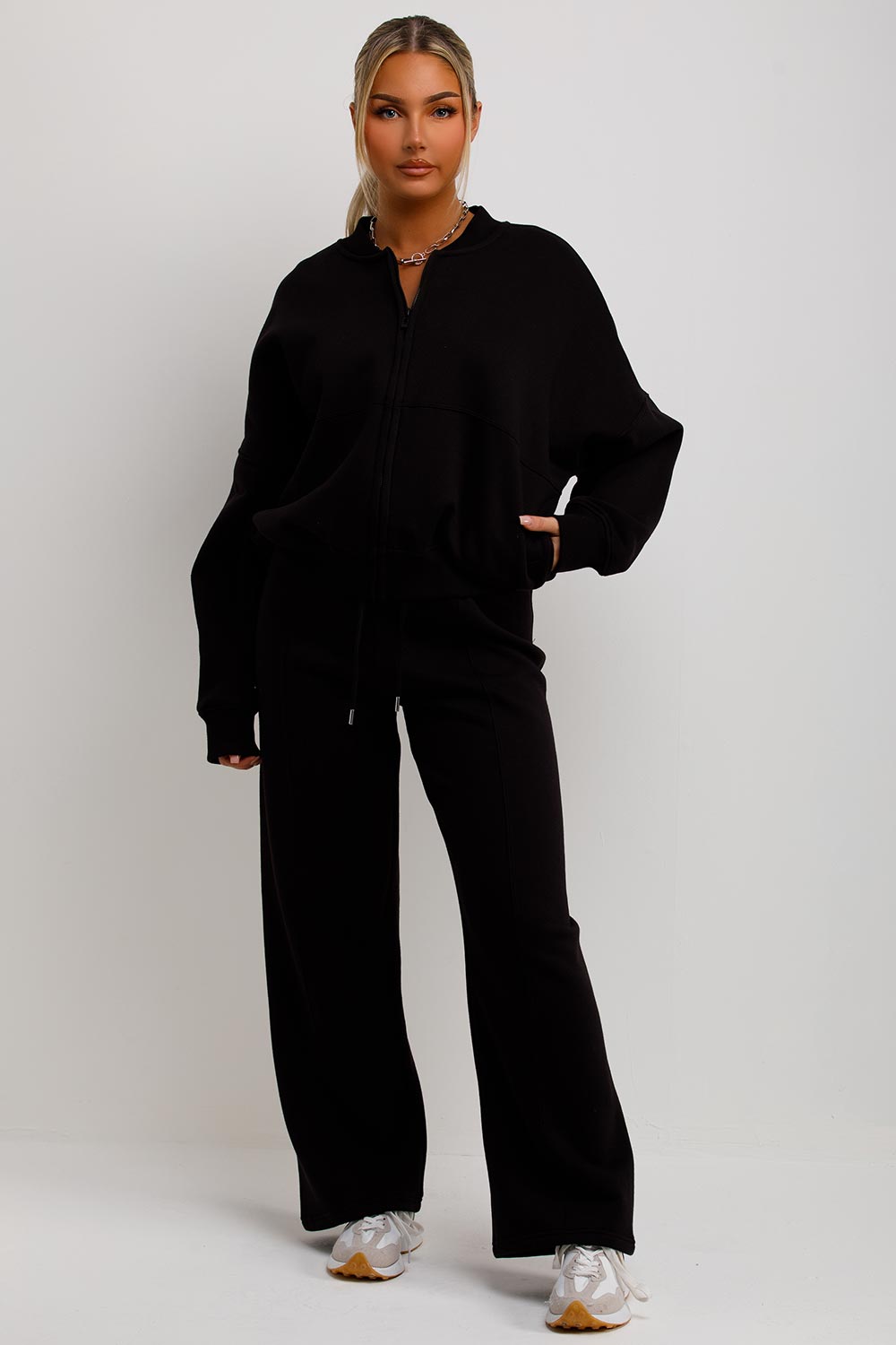 zara womens bomber sweatshirt and straight leg joggers loungewear set