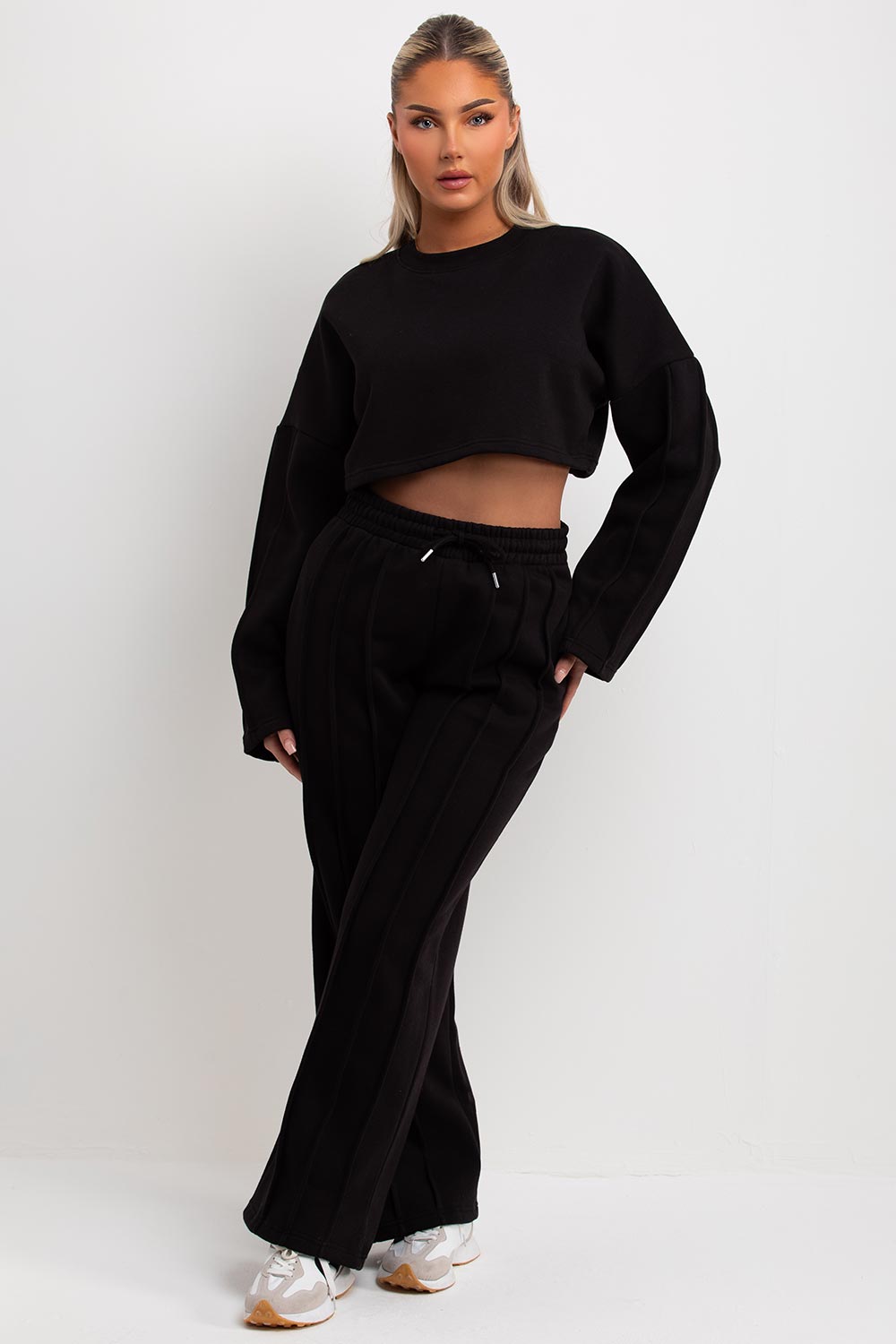 pintuck joggers and sweatshirt tracksuit lounge set