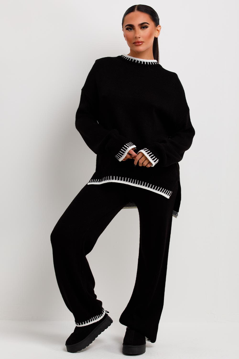 womens knitted loungewear co ord set