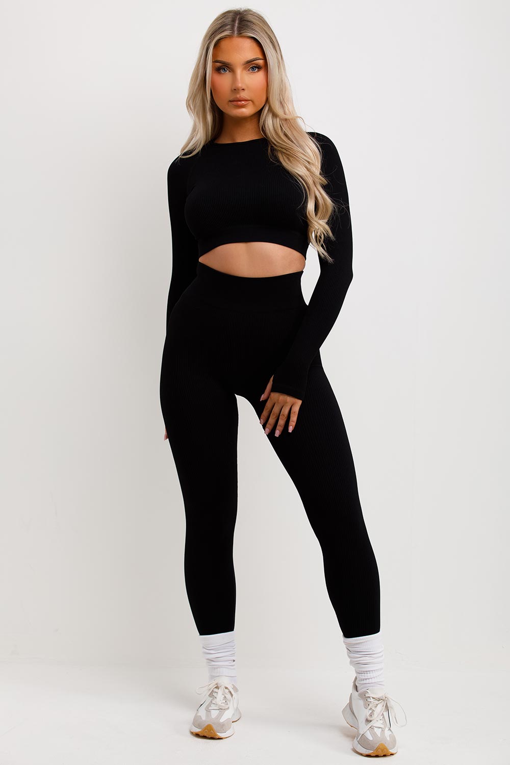 womens high waist leggings and top gym wear set
