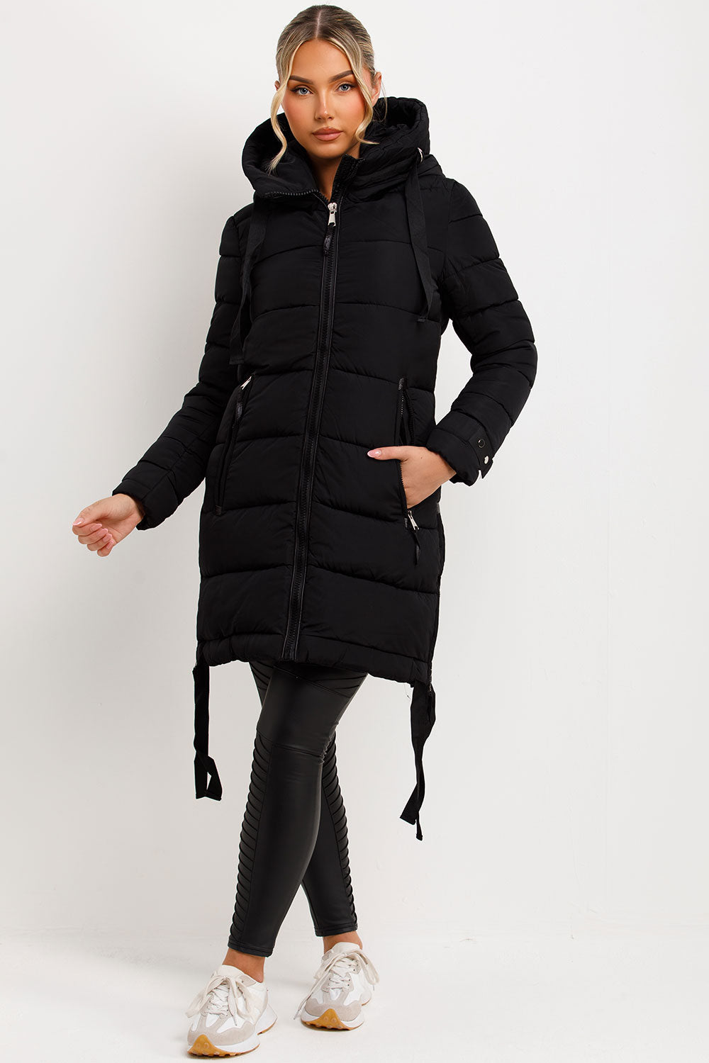 womens long padded coat with hood styledup