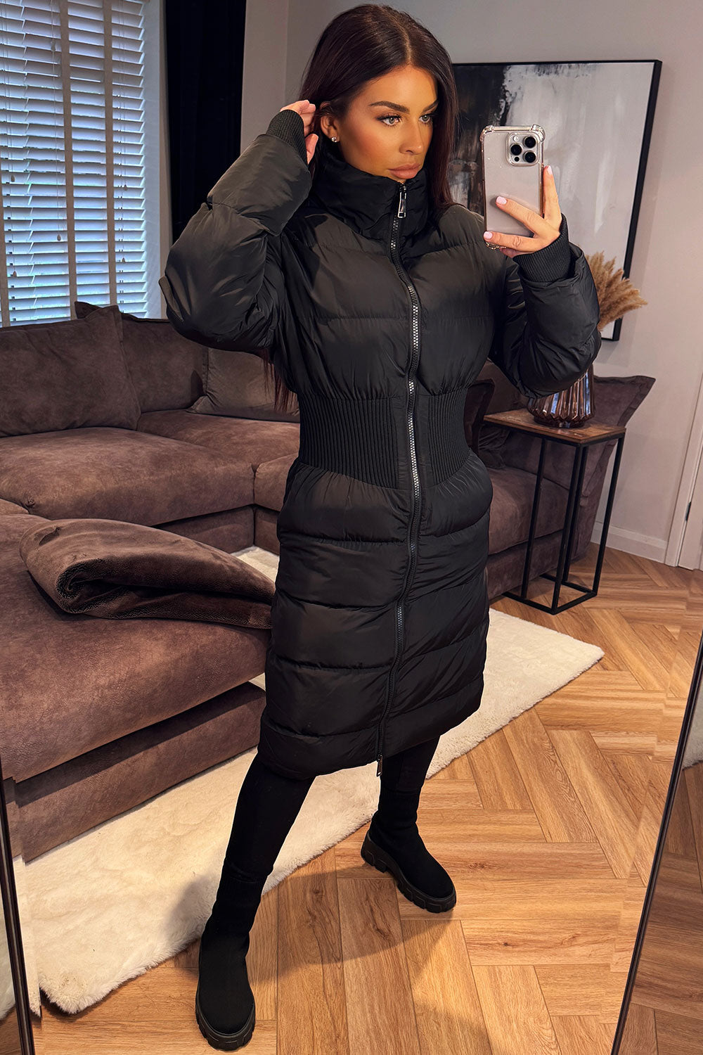 longline puffer coat for winter