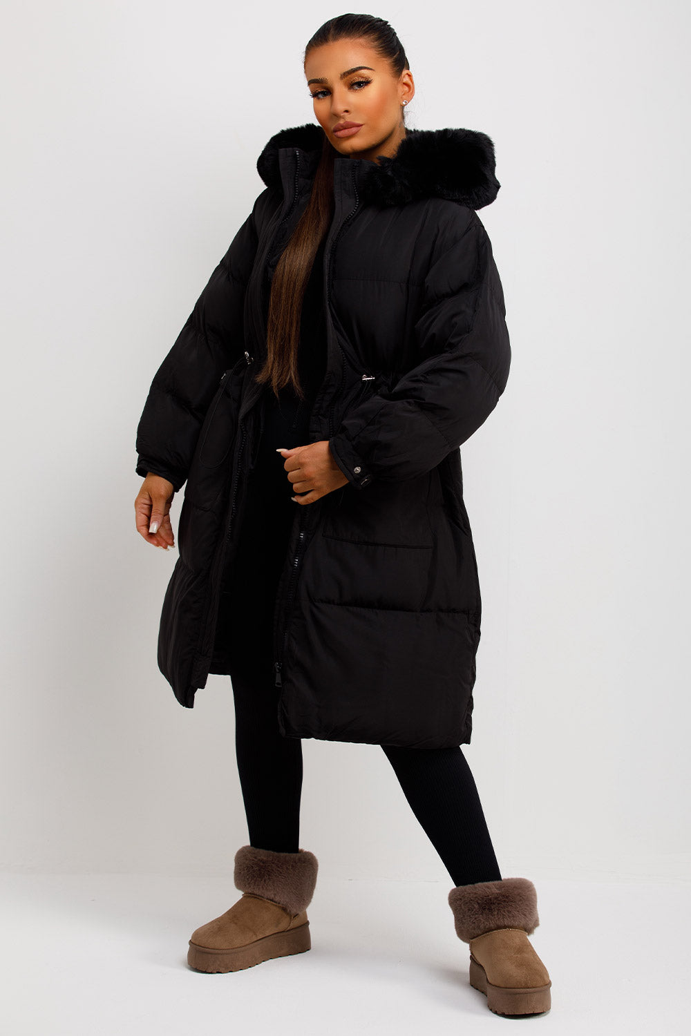 long down puffer padded coat womens