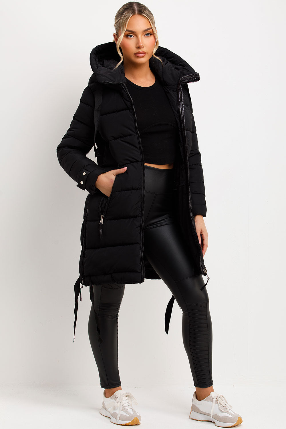 long puffer padded coat for winter womens