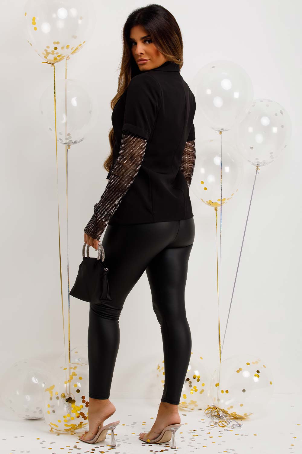 womens blazer jacket with diamante net chainmail sleeves