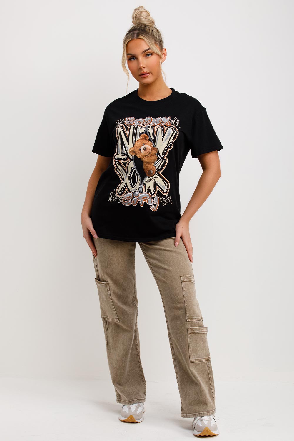 teddy bear bronx graphic t shirt womens