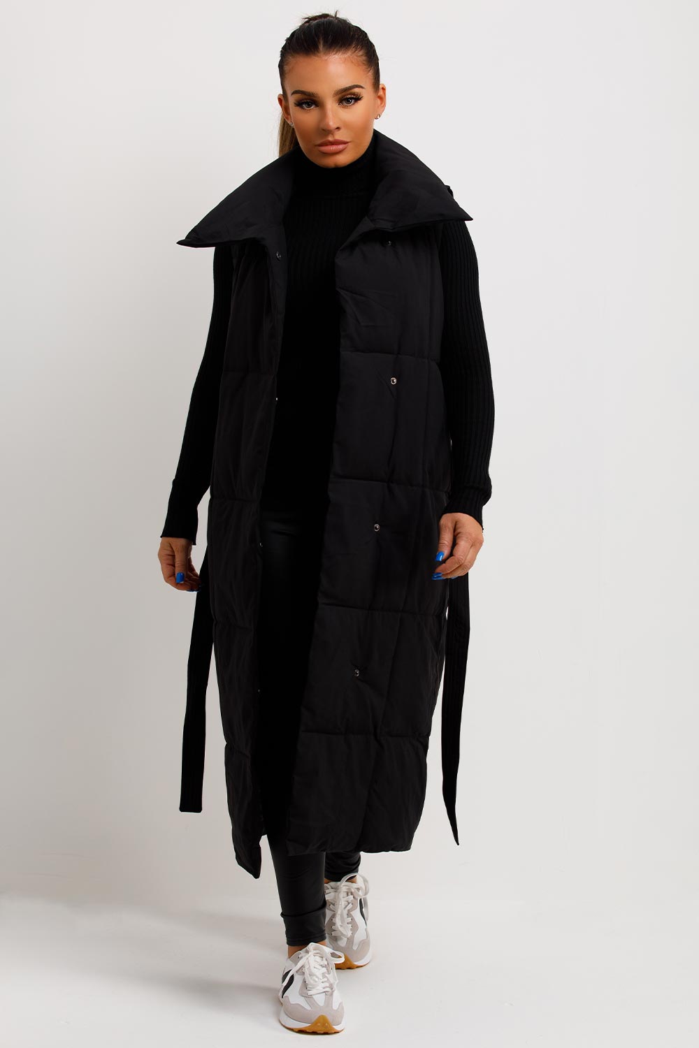 womens long puffer duvet gilet